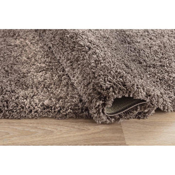 Oxford OXF00 Plain Plush Soft Stain-Resistant Textured Polypropylene Shaggy Taupe Round Rug-Desire Rugs-Rug Love - The Most Loved Rug Store